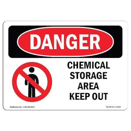Signmission Safety Sign, OSHA Danger, 3.5" Height, Chemical Storage Area Keep Out, Landscape, D-35-L-1062 OS-DS-D-35-L-1062
